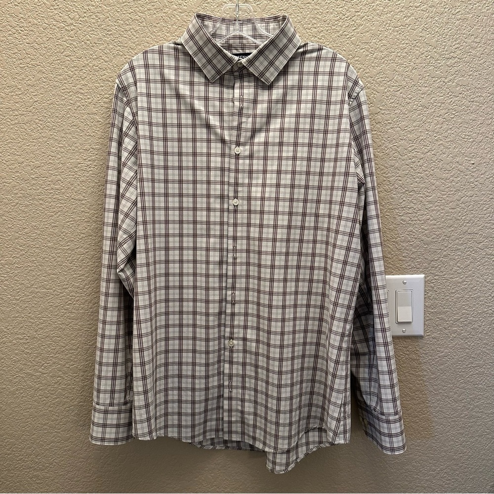 Mizzen+Main Men's Checkered Shirt - Cream and Brown